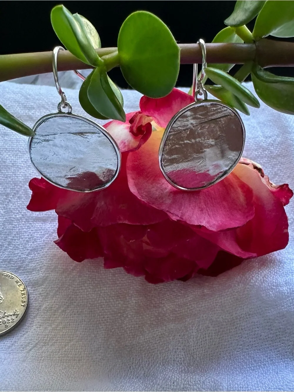 Sterling Silver 925 Round Hammered Drop Earrings made in Israel